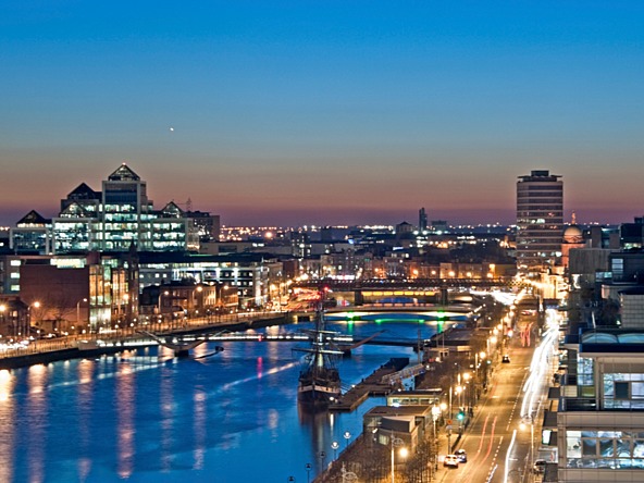 Dublin cityscape at night